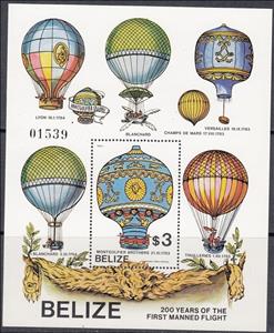 Souvenir Sheet, Montgolfière, Belize,  , Air Balloons