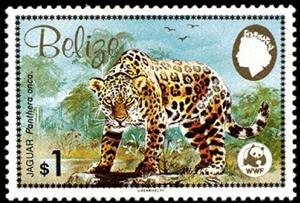 Stamp, Jaguar (Panthera onca), Belize,  , WWF, Animals (Fauna)