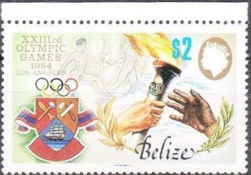 Stamp, Torch handover, Belize,  , Olympic Games