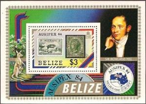 Souvenir Sheet, Stamps of Australia from 1932 and British Honduras from 1866, Belize,  , Stamps