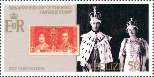 British-Honduras stamp from 1937; Coron. of King Georg VI