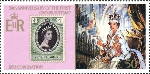 British-Honduras stamp from 1953; Coronation of Elizabeth II