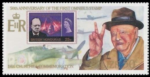 British-Honduras stamp from 1966; Sir Winston Churchill