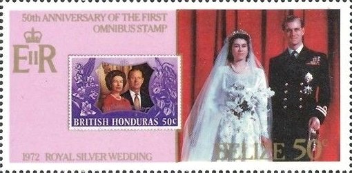 British-Honduras stamp from 1972; Silver wedding of QE II