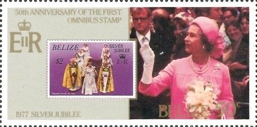 British-Honduras stamp from 1977; 25 years reign of QE II