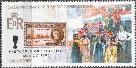 British-Honduras stamp from 1946; Termination of WW 2
