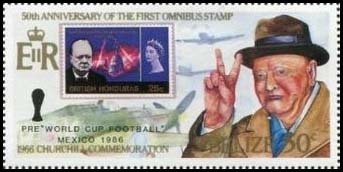 British-Honduras stamp from 1966; Sir Winston Churchill