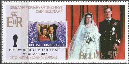 British-Honduras stamp from 1972; Silver wedding of QE II