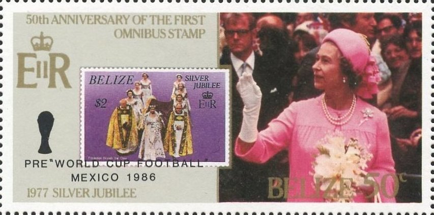 British-Honduras stamp from 1977; 25 years reign of QE II