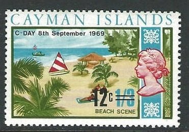Stamp, Surcharged, Cayman Islands,  , Palm-trees, Beaches