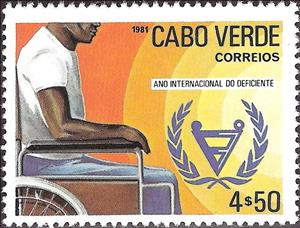 Stamp, Wheelchair driver, badge, Cabo Verde,  , Disabled, Wheelchair Driving
