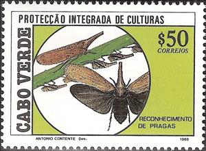 Stamp, Insect (Pyrops bicolor), Cabo Verde,  , Crops, Insects, Agriculture, Animals (Fauna), Plants (Flora)