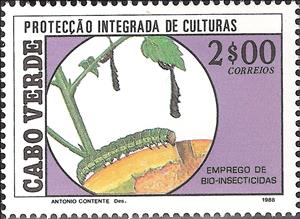 Stamp, African Armyworm (Spodoptera exempta), Cabo Verde,  , Crops, Insects, Agriculture, Animals (Fauna), Plants (Flora)