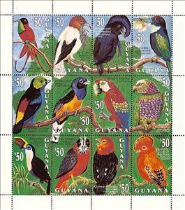 Mini Sheet, Mini Sheet - Birds of Guyana - MiNo. 4055-66, Guyana,  , Birds, Animals (Fauna)