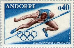 Stamp, High jump, Andorra, French Administration,  , Special Occasions, Sport, Athletics, Olympic Games, High Jump