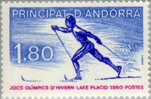 Stamp, Cross-country skiing, Andorra, French Administration,  , Special Occasions, Sport, Olympic Games, Skiing, Winter Sports