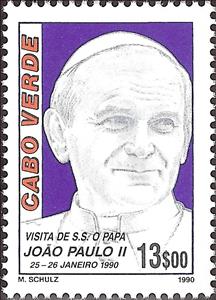 Stamp, Visit of SS Pope John Paul II to Cape Verde, Cabo Verde,  , Popes