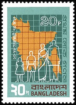 Stamp, Family, Map and Chart, Bangladesh,  