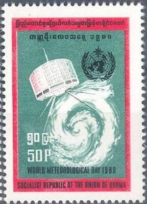 Stamp, Weather satellite, cloud, Myanmar,  , Meteorology