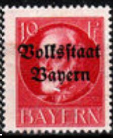 Stamp, Volksstaat on Ludwig III, German States,  