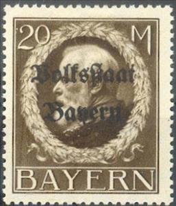 Stamp, Volksstaat on Ludwig III, German States,  