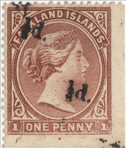 Stamp, QV Surcharged (bisect), Falkland Islands,  