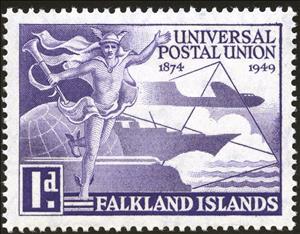Stamp, Mercury, the Winged Messenger, Falkland Islands,  