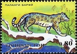 Stamp, Snow Leopard (Panthera uncia), Tajikistan,  