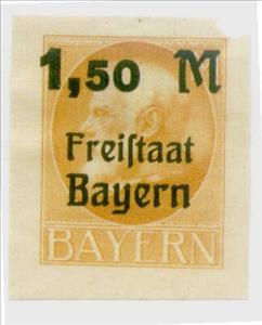 Stamp, new value on Freistaat, German States,  