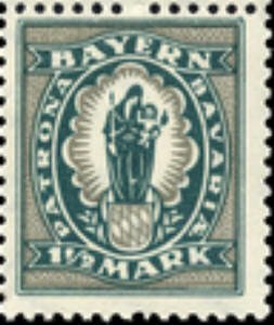 Stamp, Madonna with child, German States,  