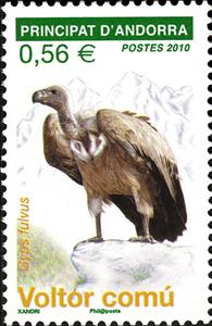 Stamp, Griffon Vulture (Gyps fulvus), Andorra, French Administration,  , Birds