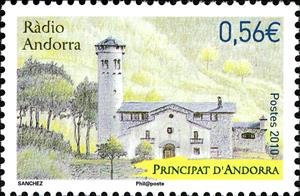 Stamp, Building of Radiostation, Andorra, French Administration,  , Radio