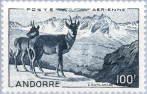 Stamp, Chamois, Andorra, French Administration,  , Landscapes, Mammals, Mountains, Animals (Fauna)
