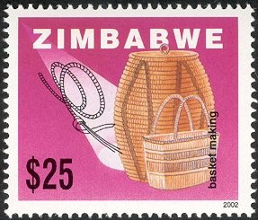 Stamp, Craftmanship in Zimbabwe - Basket making, Zimbabwe,  