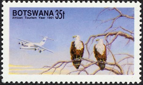 Stamp, African Fish Eagle (Haliaeëtus vocifer), Botswana,  , Birds, Aviation, Animals (Fauna), Aircrafts