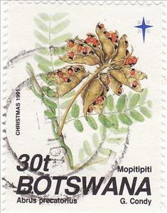 Stamp, Abrus precatorius, Botswana,  
