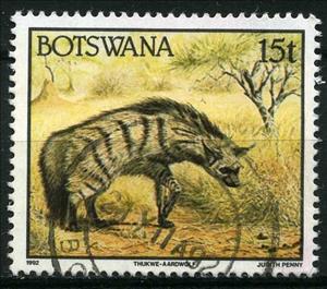 Stamp, Aardwolf (Proteles cristatus), Botswana,  , Animals (Fauna)