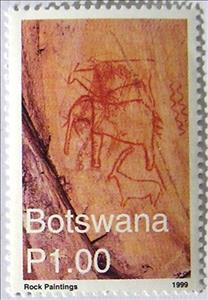 Stamp, Elephant, Botswana,  , Stylized Animals, Mammals, Tourism, Elephants, Rock Art and Cave Paintings