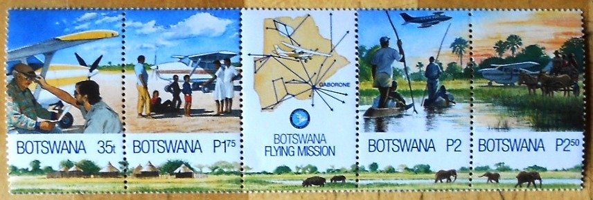 Se-tenant, Strip of 4 stamps, Botswana,  , Aviation, Aircrafts