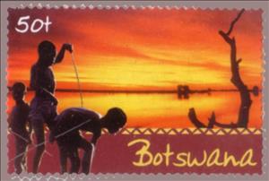 Stamp, Sunset, Botswana,  