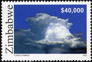 Stamp, Clouds - Cumulo nimbus, Zimbabwe,  , Meteorology