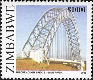 Stamp, Bridges of Zimbabwe - Birchennough Bridge - Save River, Zimbabwe,  