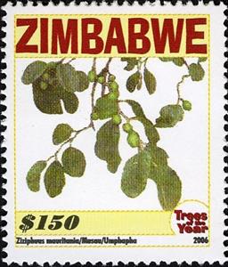 Stamp, Trees of the Year - Ziziphuus mauritania, Zimbabwe,  , Trees