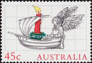 Stamp, Angel In Ship, Australia,  , Christmas