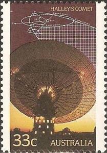 Stamp, Radio Telescope, Orbit of the Halley 's comet, Australia,  