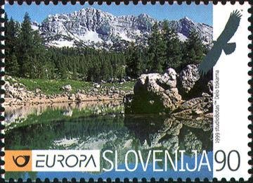 Stamp, EUROPA 1999 - Triglav National Park, Slovenia,  , Landscapes, Birds, C.E.P.T., Europe, Mountains