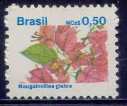 Stamp, Brazilian Flora. Bougainvillea glabra, Brazil,  , Flowers