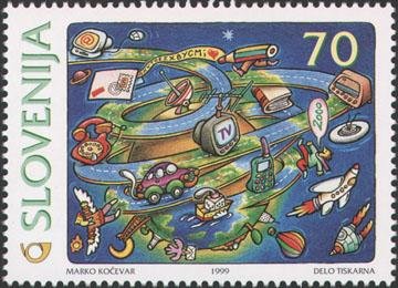 Stamp, Towards the new millennium - Communications, Slovenia,  