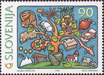 Stamp, Towards the new millennium - Growth - Tree of Life, Slovenia,  