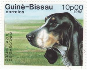 Stamp, Grand Bleu de Gascogne (Canis lupus familiaris), Guinea-Bissau,  , Mammals, Dogs, Animals (Fauna)